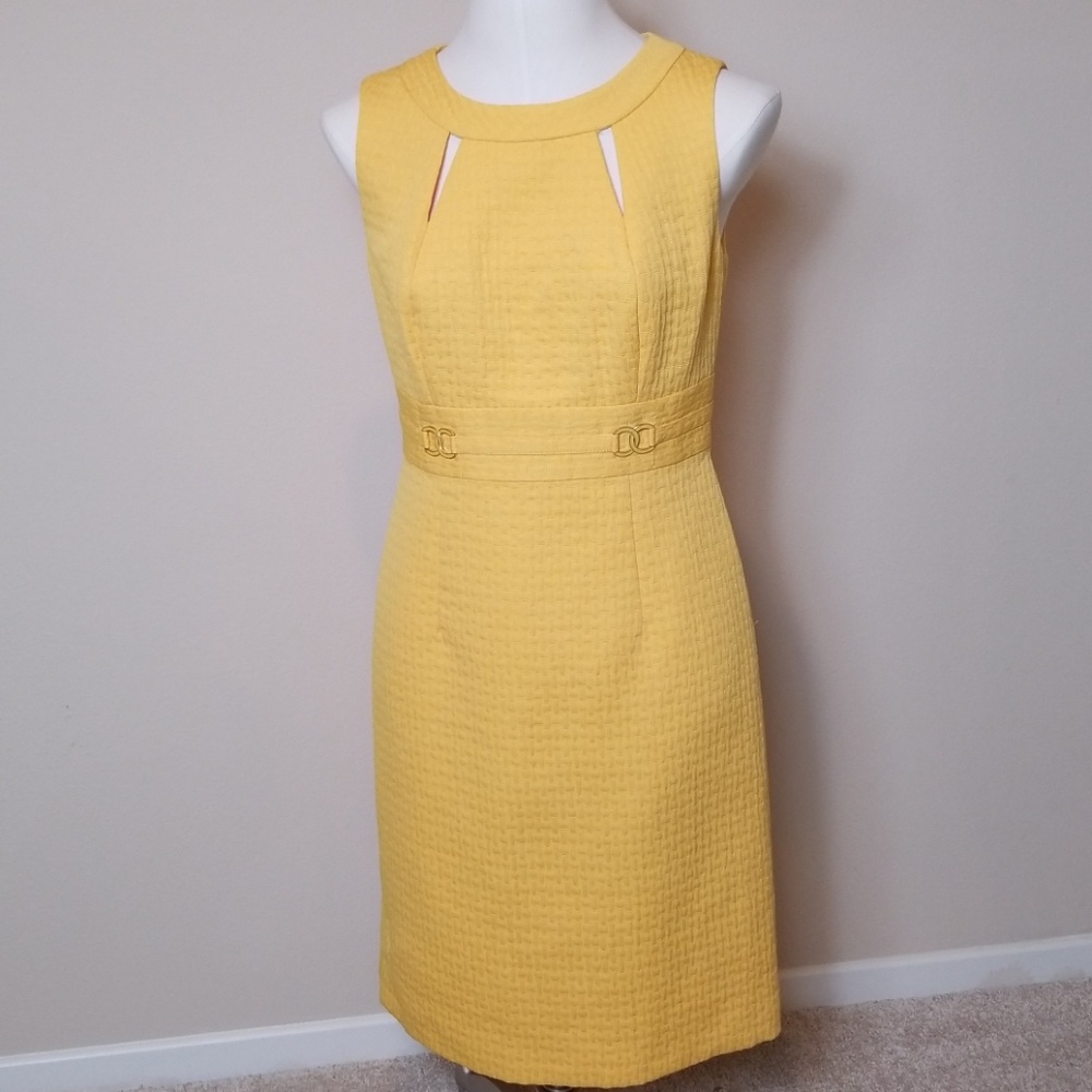 Tahari Arthur Levine Yellow Sheath Dress 6